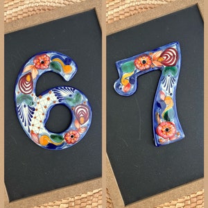 House Number Tiles, Number Tiles Handmade Mexican Talavera Ceramic, Home Decor, Colorful Tiles image 6