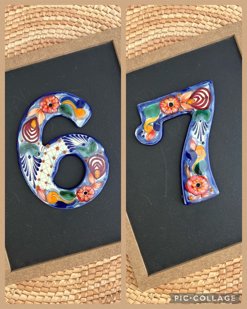 House Number Tiles, Number Tiles Handmade Mexican Talavera Ceramic, Home Decor, Colorful Tiles image 6