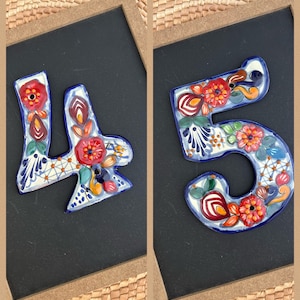 House Number Tiles, Number Tiles Handmade Mexican Talavera Ceramic, Home Decor, Colorful Tiles image 5