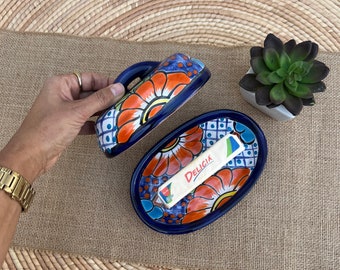 Handmade Talavera Butter Dish: Vibrant Mexican Artistry for Your Table, Hand-Painted Talavera Ceramic Butter Dish