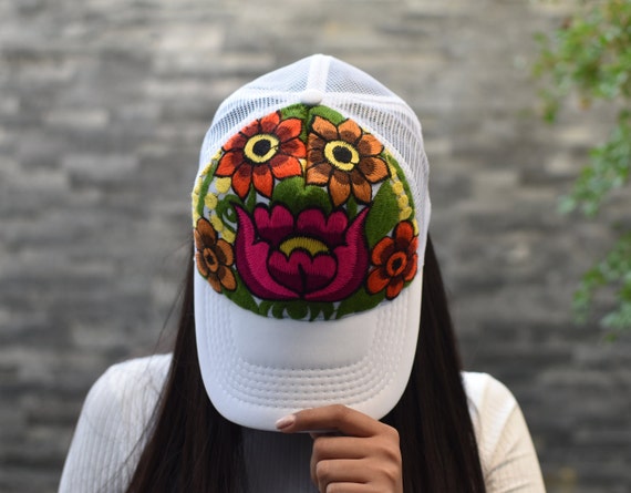 Bordado de Flores Gorra de Sombrero de Etsy España