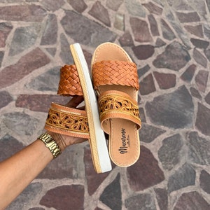 Sandales Huarache Femme, Sandales Mexicaines, Chaussures Mexicaines En Cuir, Sandales En Cuir, Style Mexicain, Sandales Faites À La Main