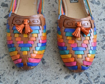 Sandalia Huarache ~ Todas las tallas Boho - Hippie vintage ~ Estilo Mexicano ~ Cuero Colorido ~ Huaraches Mexicanos