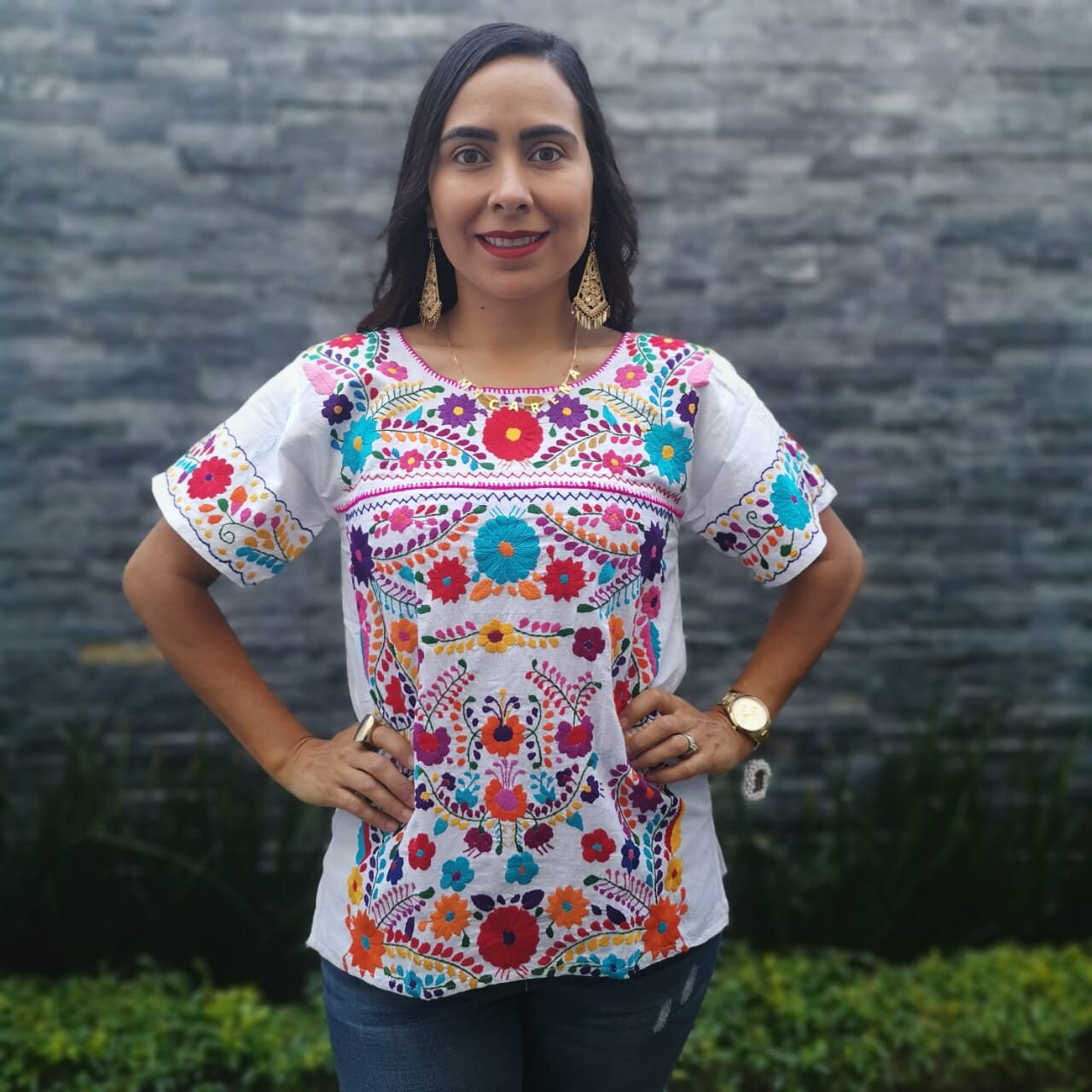 White Huipil Chiapas Blouse Flower Shirt Mexican Shirt - Etsy
