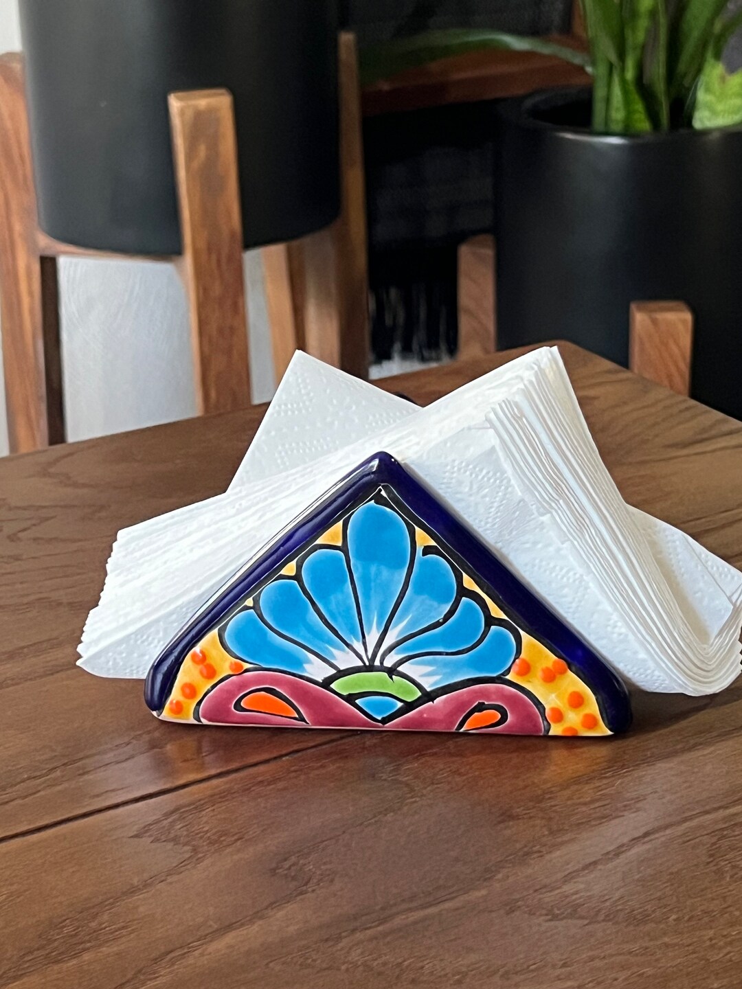 Talavera Napkin Holder Mexican Ceramic Hand Painted Dinner Napkin