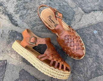 Handmade Leather Huarache Sandal – Mexican Boho Ankle Strap
