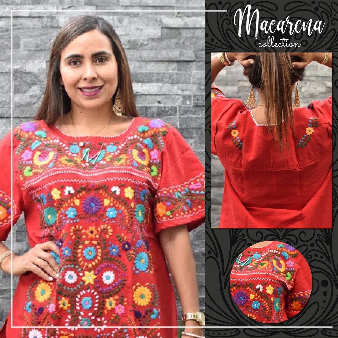 Colorful Ladies Chiapas Traditional Mexican Blouse Huipil - Etsy