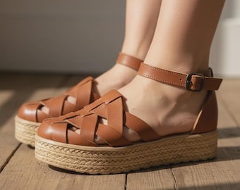 Huarache-sandaal ~ alle maten boho-hippie vintage ~ Mexicaanse stijl ~ kleurrijk leer ~ Mexicaanse huaraches ~ enkelbandsandaal