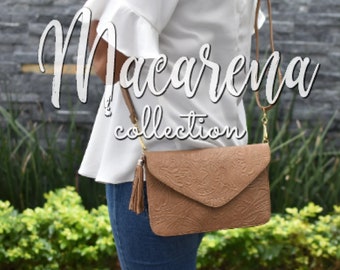 Handgemaakte leren schoudertas – Mexicaanse clutch met polsbandje