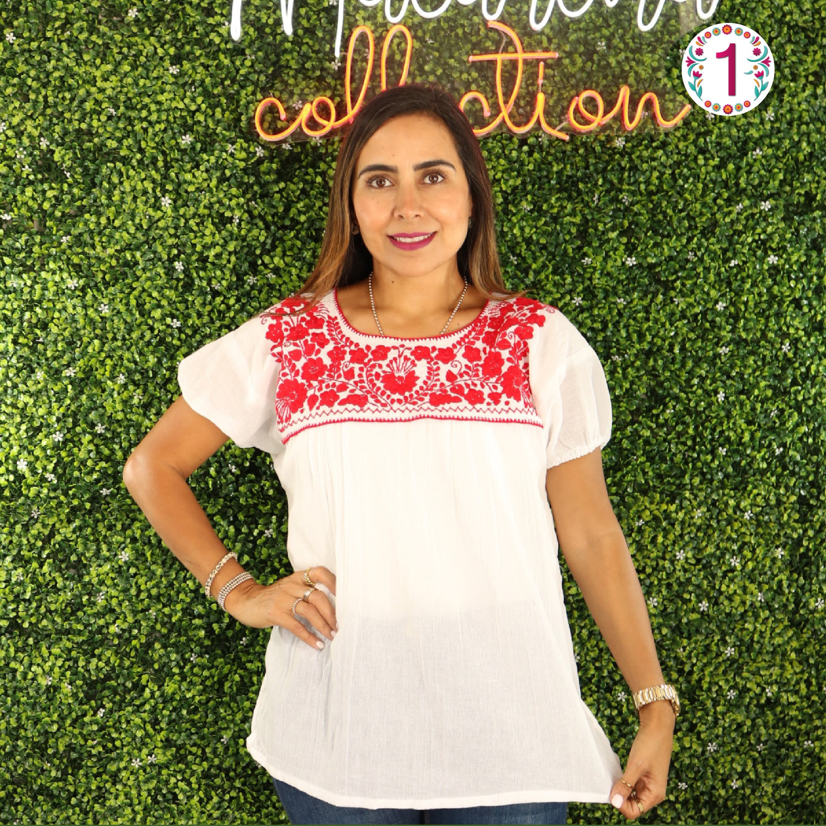 Red Flower Blouse - Etsy