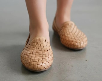 Handgemaakte leren Huarache-sandalen – Mexicaans geweven zomerschoenen