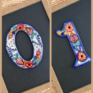House Number Tiles, Number Tiles Handmade Mexican Talavera Ceramic, Home Decor, Colorful Tiles image 3