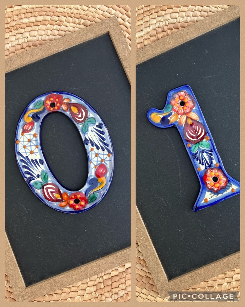 House Number Tiles, Number Tiles Handmade Mexican Talavera Ceramic, Home Decor, Colorful Tiles image 3