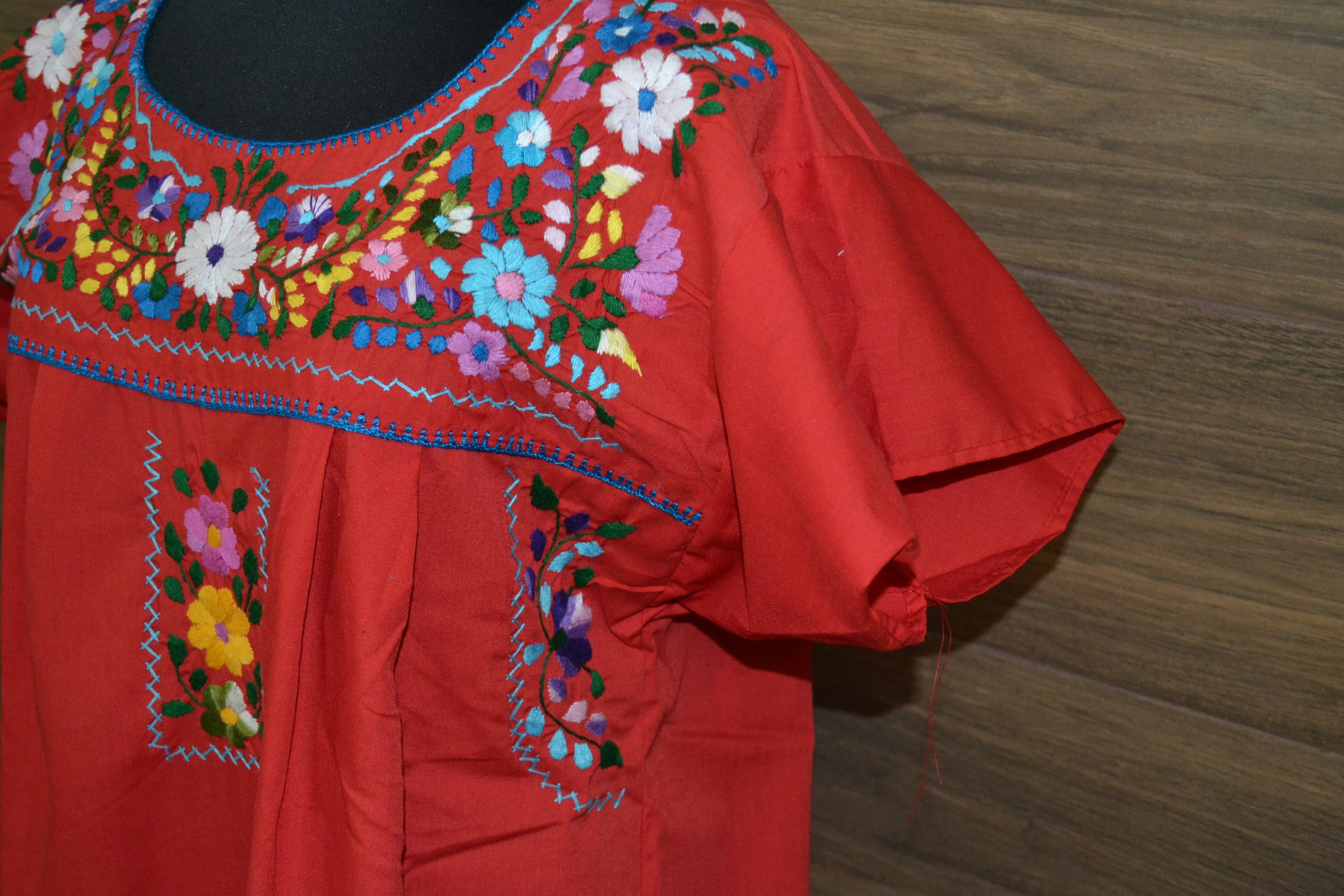 Chiapas Flowered Dress Huipil Dress Mexican Dress | Etsy