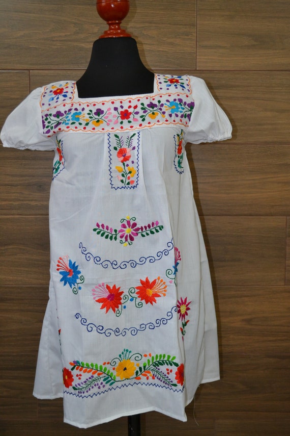 Chiapas Flowered Dress Huipil Dress Mexican Dress | Etsy