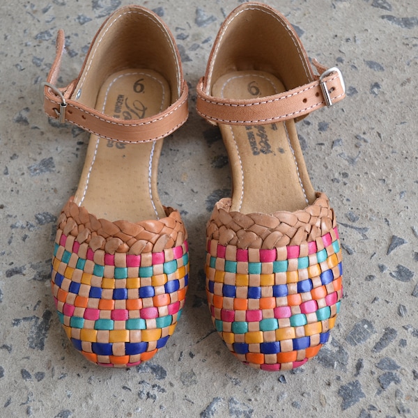 Mädchen Huarache Sandale ~ Alle Größen Boho- Hippie Vintage ~ Mexikanischen Stil ~ Buntes Leder ~ Mexikanische Huaraches Kinder, Kinder