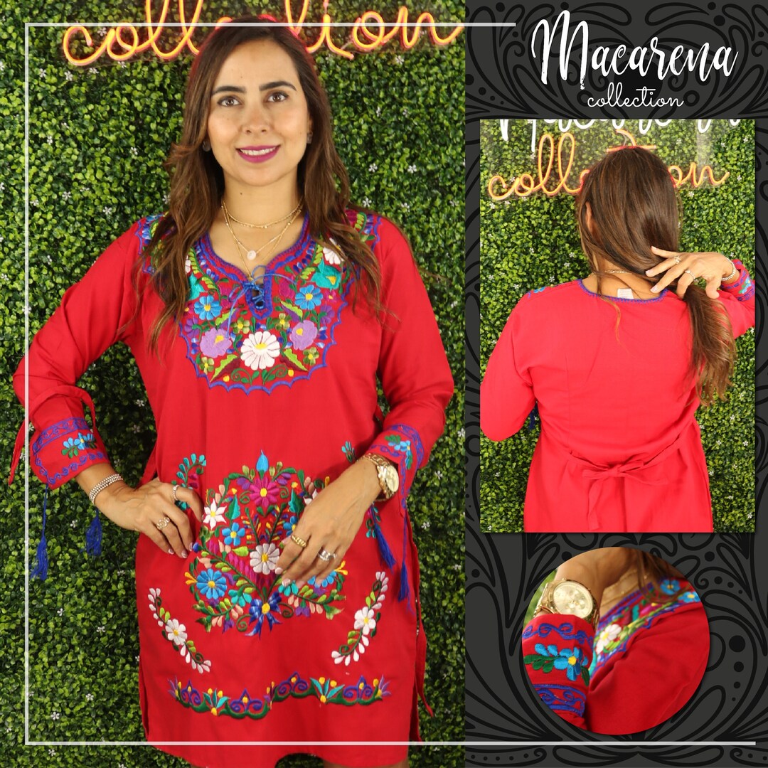 1950s Chiapas Mexican Two Piece Dress with Full Circle Embroidered Skirt