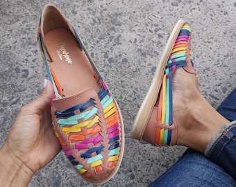 Sandalia Huarache ~ Todos los Tamaños Boho- Hippie Vintage ~ Estilo Mexicano ~ Cuero Colorido ~ Huaraches Mexicanos ~ Zapatos de Cuero Mexicanos