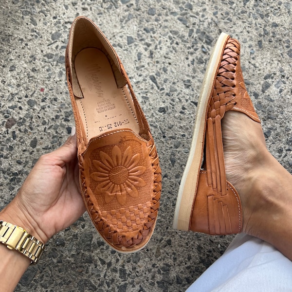 Sandalia Huarache ~ Todas las tallas Boho- Hippie Vintage ~ Estilo Mexicano ~ Cuero Colorido ~ Huaraches Mexicanos~ Sunflower Shoes