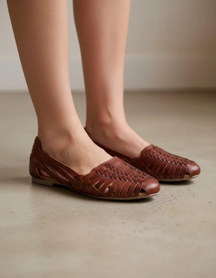 woven huarache pointed toe flats