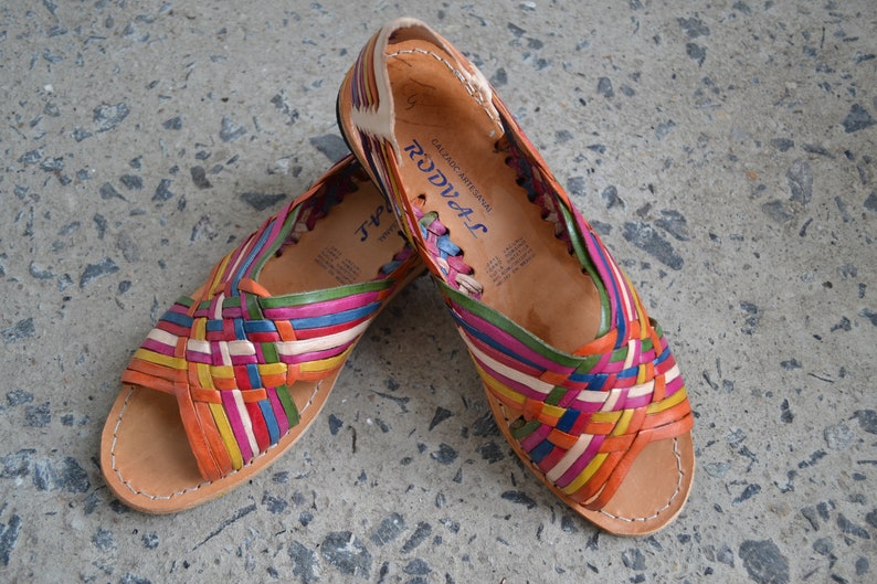 Huarache Sandal ~ All Sizes Boho- Hippie Vintage ~ Mexican Style ~ Colorful Leather ~ Mexican Huaraches 