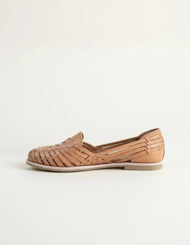 Handmade Leather Huarache Sandal – Tan Mexican Style Summer Shoes image 8