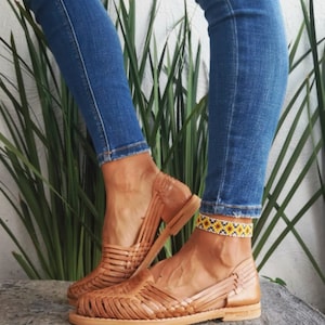 Sandales Huarache Toutes les tailles vintage bohème-hippie Style mexicain Cuir coloré Huaraches mexicaines image 4