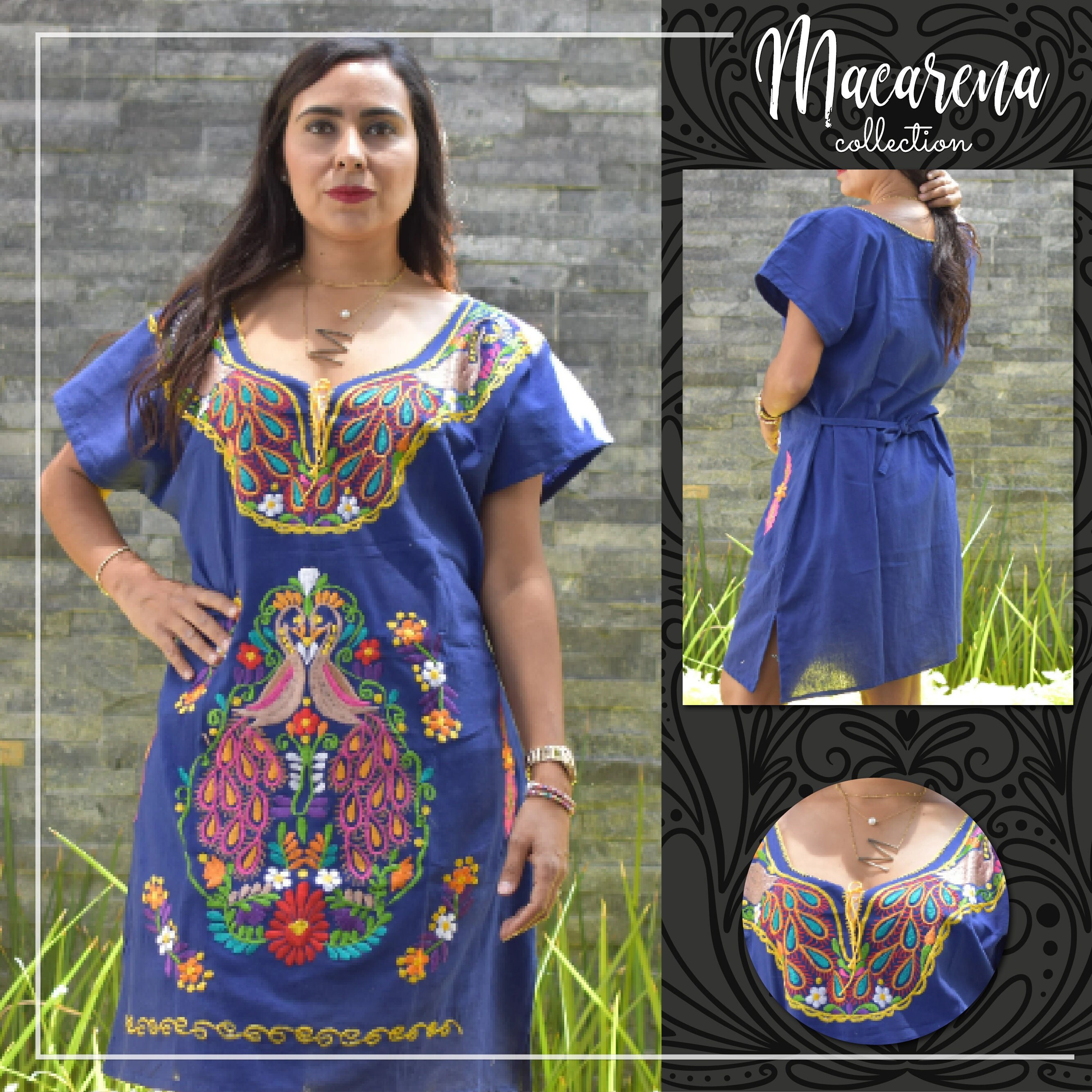 Chiapas Flowered Dress Huipil Dress Mexican Dress Etsy