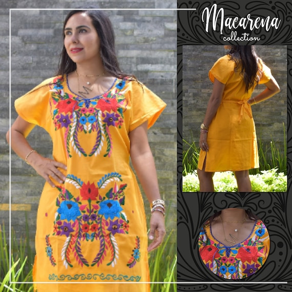 Mexican cotton embroidered clearance dresses