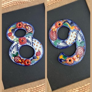House Number Tiles, Number Tiles Handmade Mexican Talavera Ceramic, Home Decor, Colorful Tiles image 7