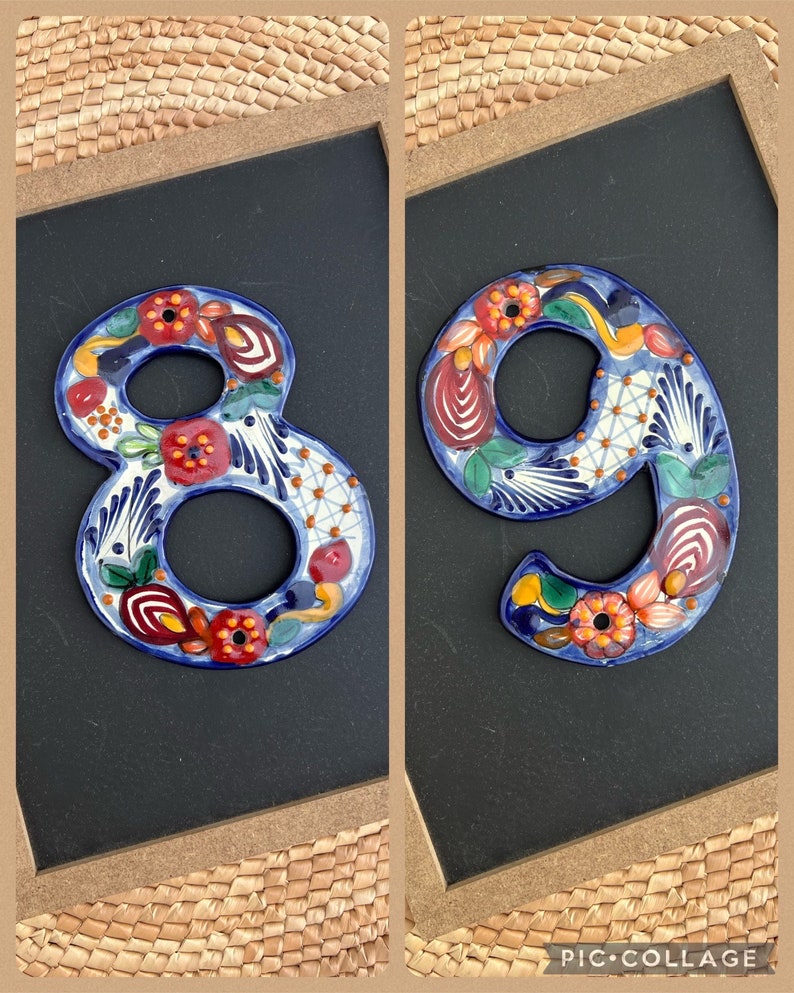 House Number Tiles, Number Tiles Handmade Mexican Talavera Ceramic, Home Decor, Colorful Tiles image 7