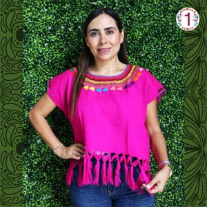 Blusa Huipil Chiapas para Mujer Bordada a Mano ~ Camisa Tradicional Mexicana ~ Camisa Floreada Colorida ~ Blusa Floral ~ Estilo Étnico
