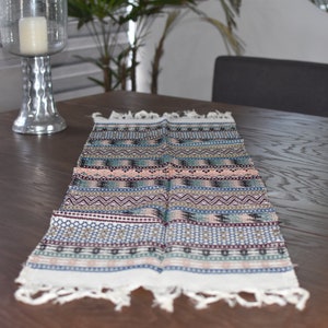 Beautiful embroidered table runner. Handmade Mexican table runner. Colorful Artisan table runner. Flowered table runner