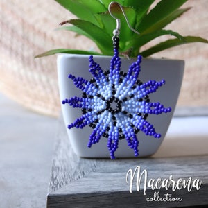 Earrings, mexican earrings, flower earrings, beaded earrings, beaded flowers, hippie earrings, mexican flower, gift for her