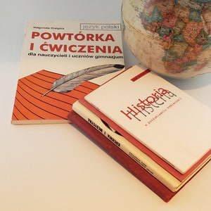 Vintage Polish Book Set - 5 Books Written in Polish - Travel Decor - Polish Textbook - Add some diversity and interest to your Bookshelves!