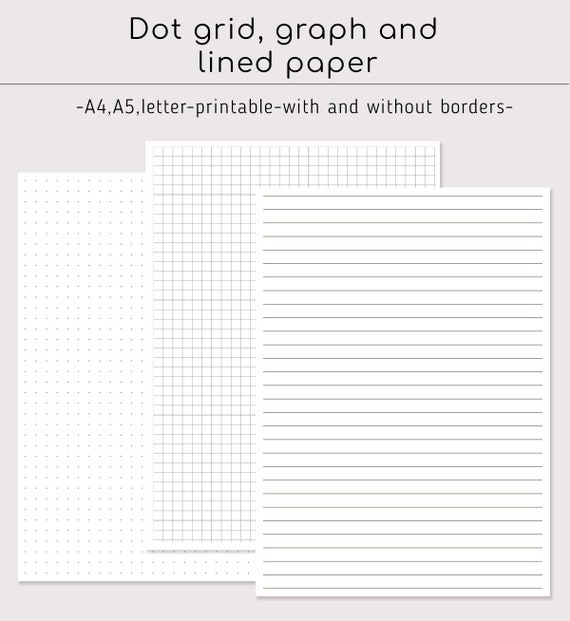 dot grid graph and lined paper planner inserts printable etsy graph lined paper