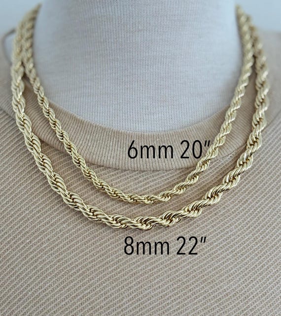 太めのロープチェーンネックレス – 6mm、7mm、8mm | 男性にも女性にも 