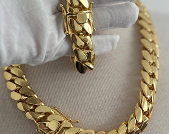 Miami Cuban Link Kette und Armband Set, 20 mm (20 '') Handgemachte echt 14k Vergoldete Set Schwere Halskette (fünfmal vergoldet)