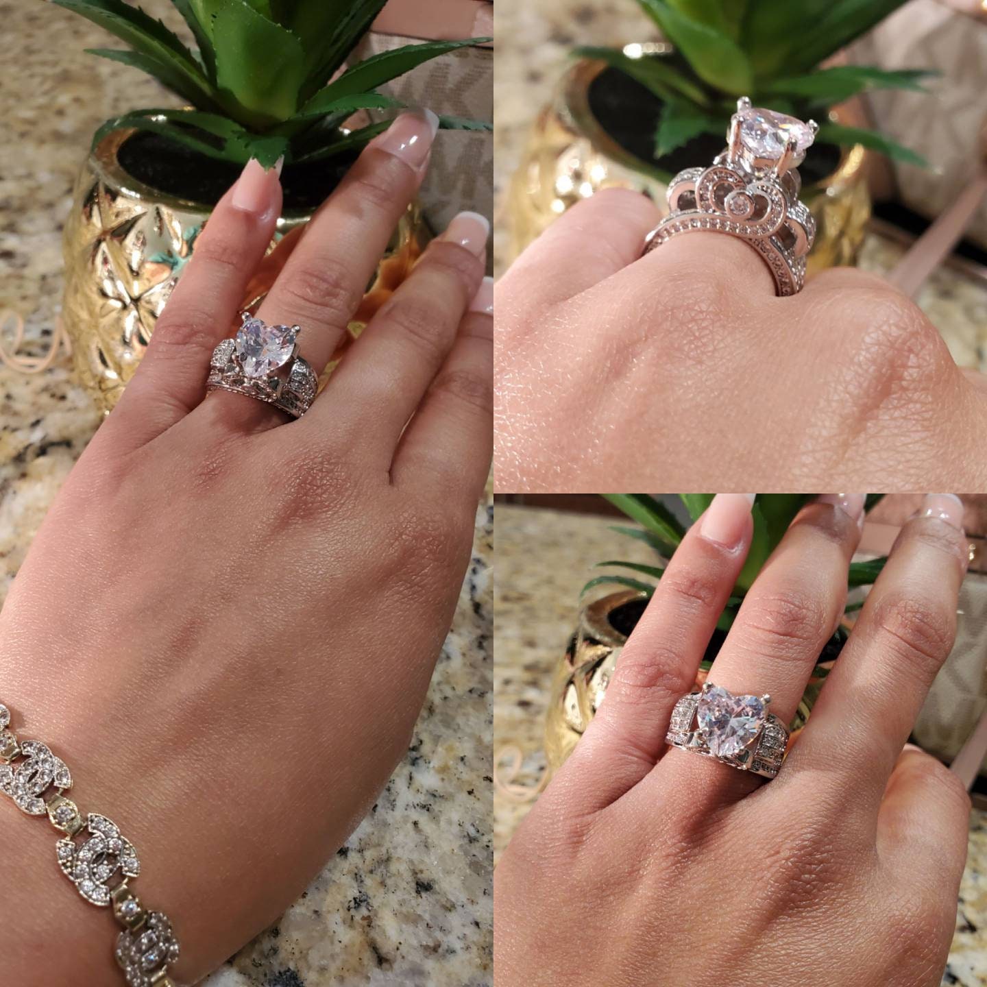 Xoxo hugs kisses Icy Heart rings Stackable rings, adjustable rings, cluster rings, dainty stackable rings, open ring, floral ring engagement