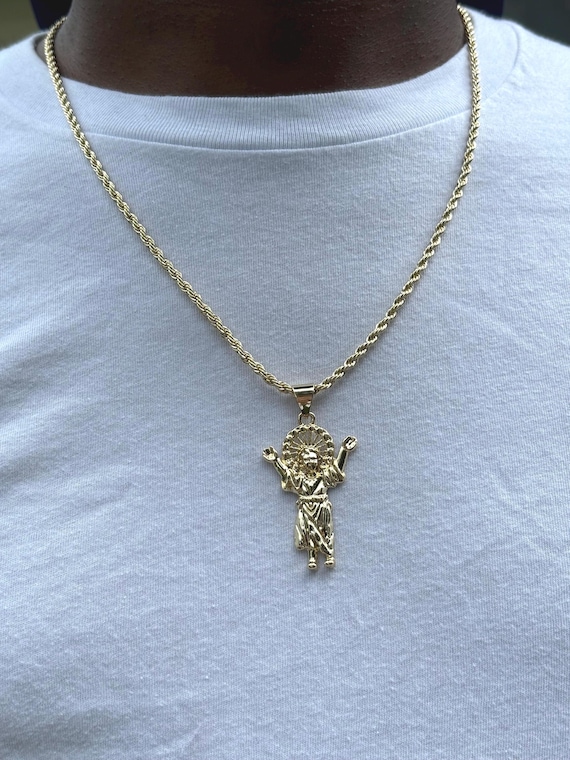 Buy Jesus Pendant With Rope Chain,gold Plated Urban Style Rope Set
