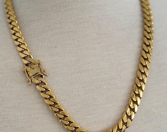 Kubanische Halskette, 18k vergoldet, Edelstahl 9,6 mm, Geschenk für Männer