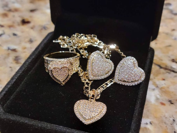 TheJewelryPlug55 Ring Xoxo Hugs Kisses Necklace Set Jewelry Set Rings for Women Heart Ring Engagement Ring Pandora Ring Gold Jewelry Set Diamond Heart Ring