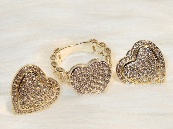Heart earrings deals and ring set
