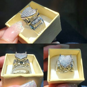 Dramatic Silver Tone Heart Ring for Women – Bold Chunky Style&quot;