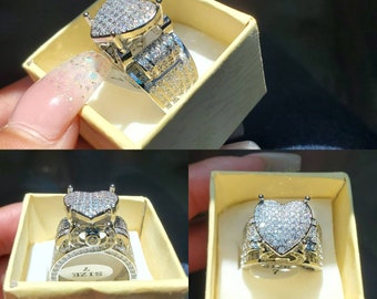 Dramatic Silver Tone Heart Ring for Women – Bold Chunky Style&quot;