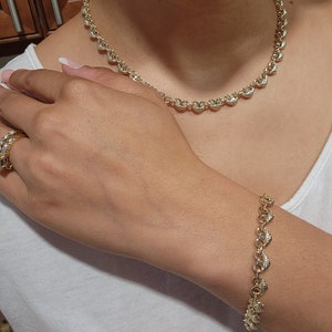 Gold Plated Women&#39;s Island style puff jewelry set for women,  mariner necklace bracelet set necklace set for women