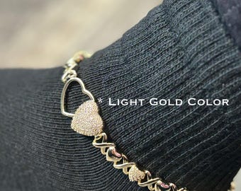 Women’s High Quality Gold Plated Anklet with CZ Heart  – Trendy & Chic&quot;