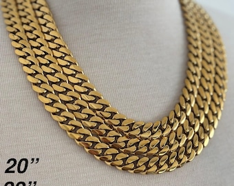 18k Vergoldetes kubanisches Gliederkettenarmband-Set, Edelstahl 14 mm