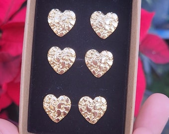 10k Gold Nugget Heart Love nugget Women Girl Gold Layered Heart earrings nugget style. GOLD LAYERED. Valentines  gift