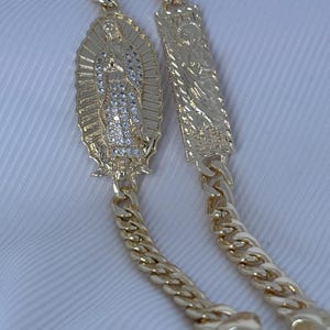 Gold Plated St. Mary and St. Lazarus Cuban link chain style bracelets